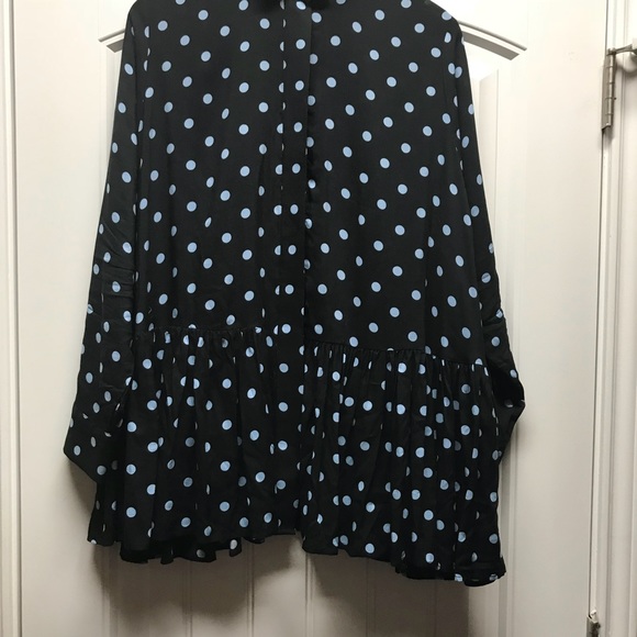 ZARA black oversized peplum top with polka dots S - Picture 4 of 4